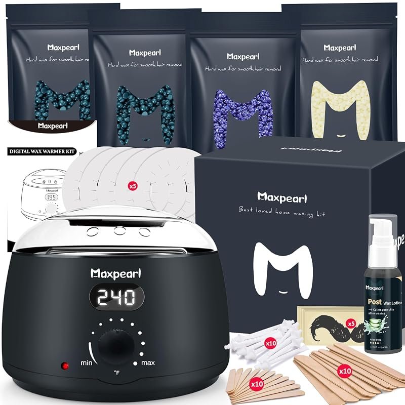 Maxpearl Digital Waxing Kit for Women and Men, easy‑to‑use black syste