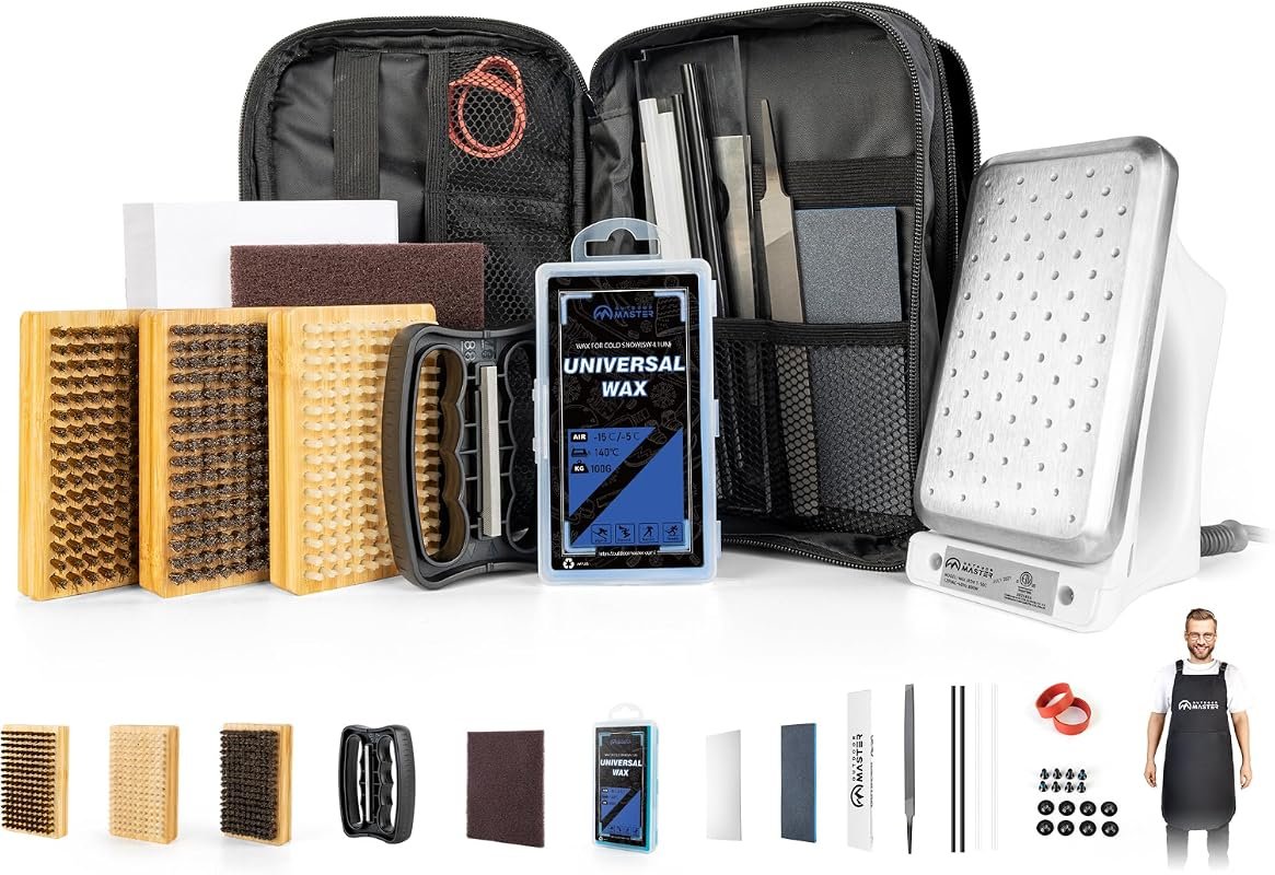 OutdoorMaster Ski & Snowboard Tuning and Waxing Kit with Adjustable Wa