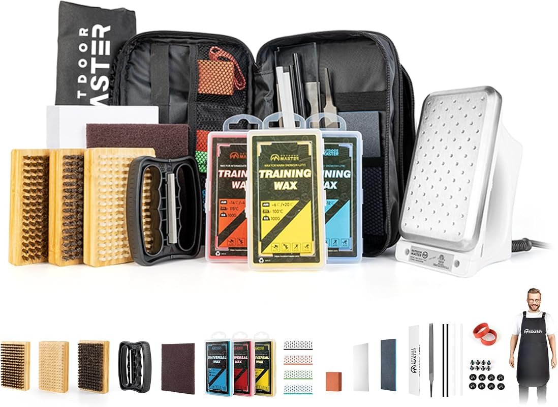 OutdoorMaster Ski & Snowboard Tuning Kit with Heavy-Duty Waxing Iron, 