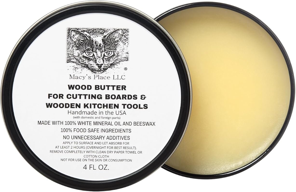 Wood Butter Cutting Board Wax Conditioner – 4 fl oz Food‑Grade Mineral