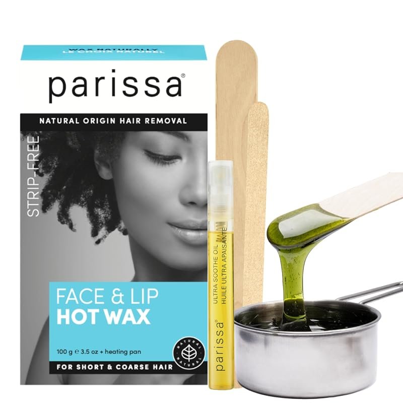 Parissa Natural Face & Lip Hard Wax Kit – 3.5 oz gentle formula for wo