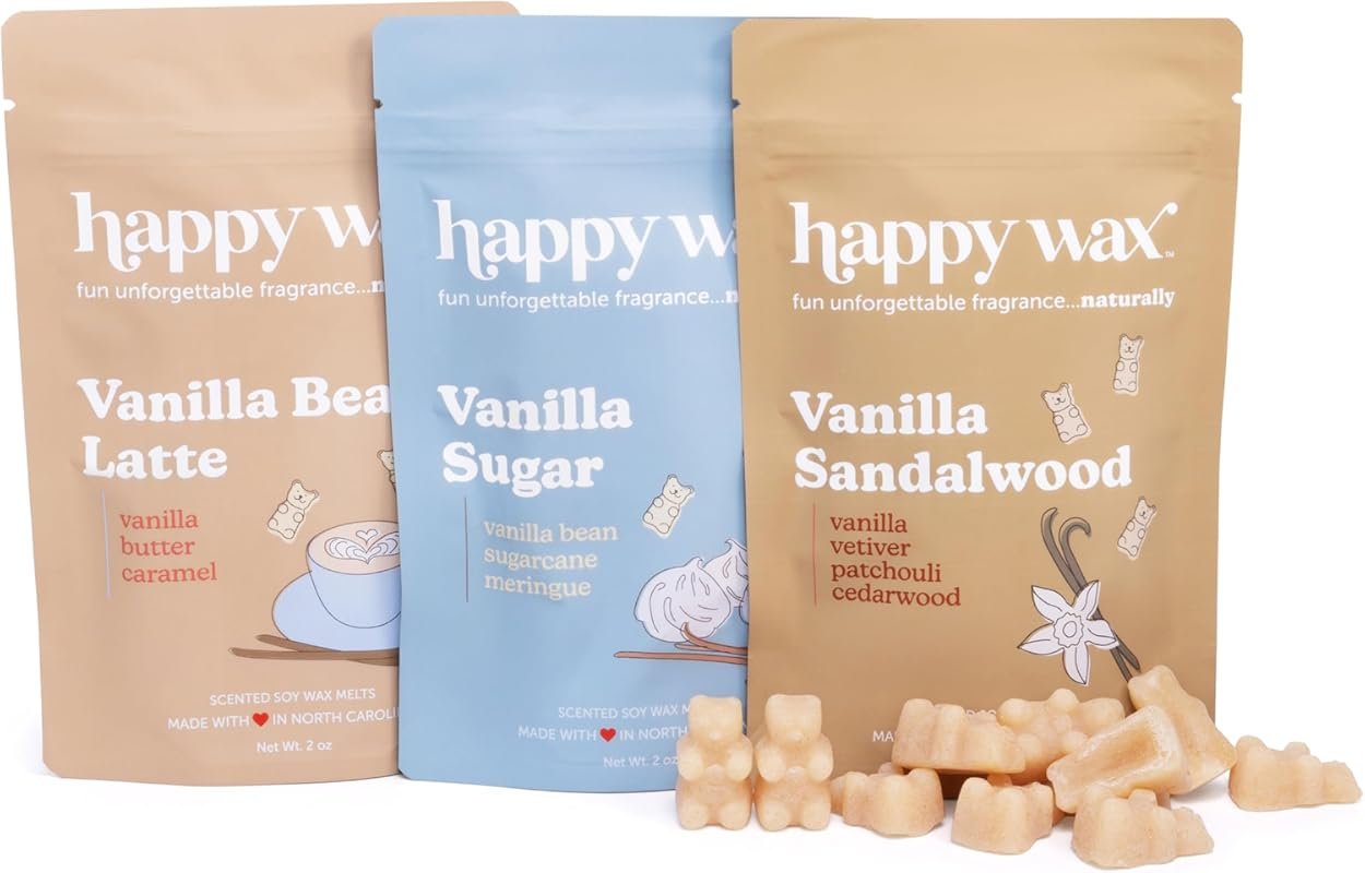 Happy Wax Vanilla Lovers Soy Wax Melts – 6 oz Variety Pack of Creamy F