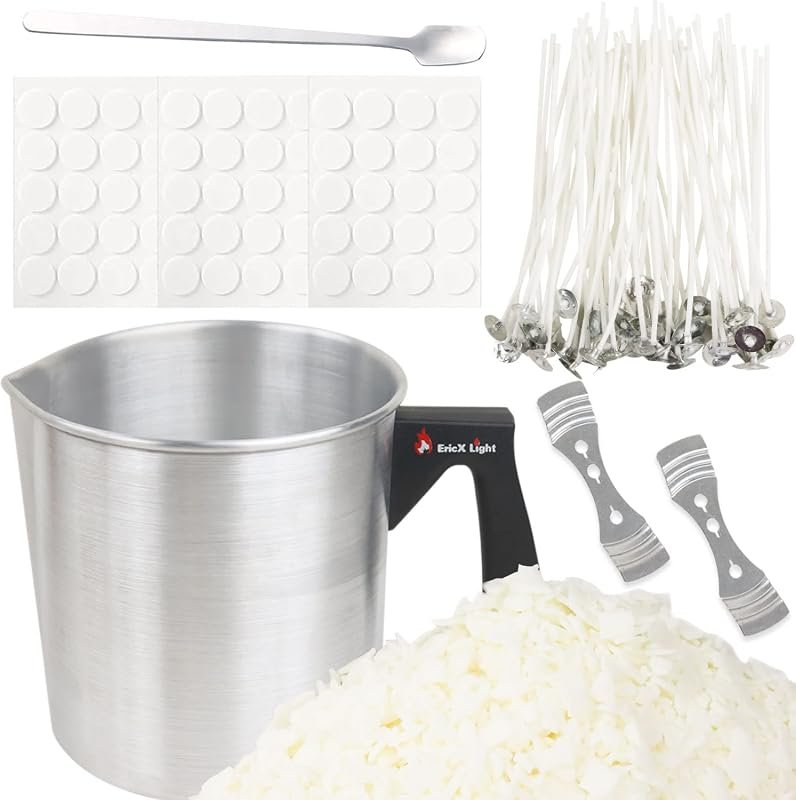EricX Light Candle Making Kit includes 60 wicks, stickers, 16 oz soy w