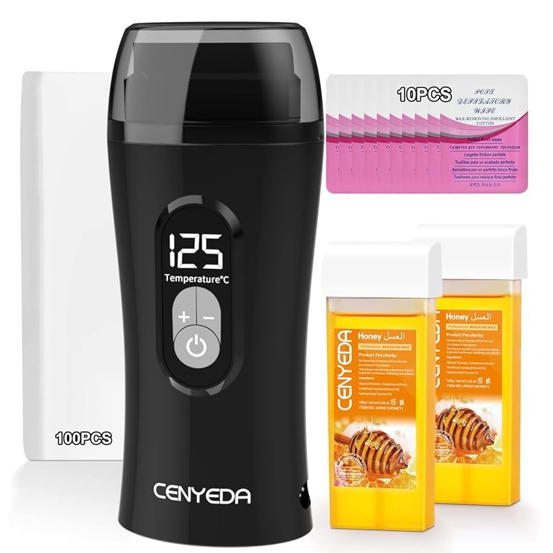 Digital Honey Wax Kit – Roll-On Warmer for Women’s Hair Removal, Inclu