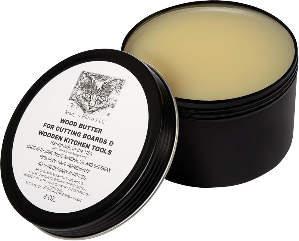 Wood Butter 8 fl oz Cutting Board Wax Conditioner – Food‑Grade Mineral