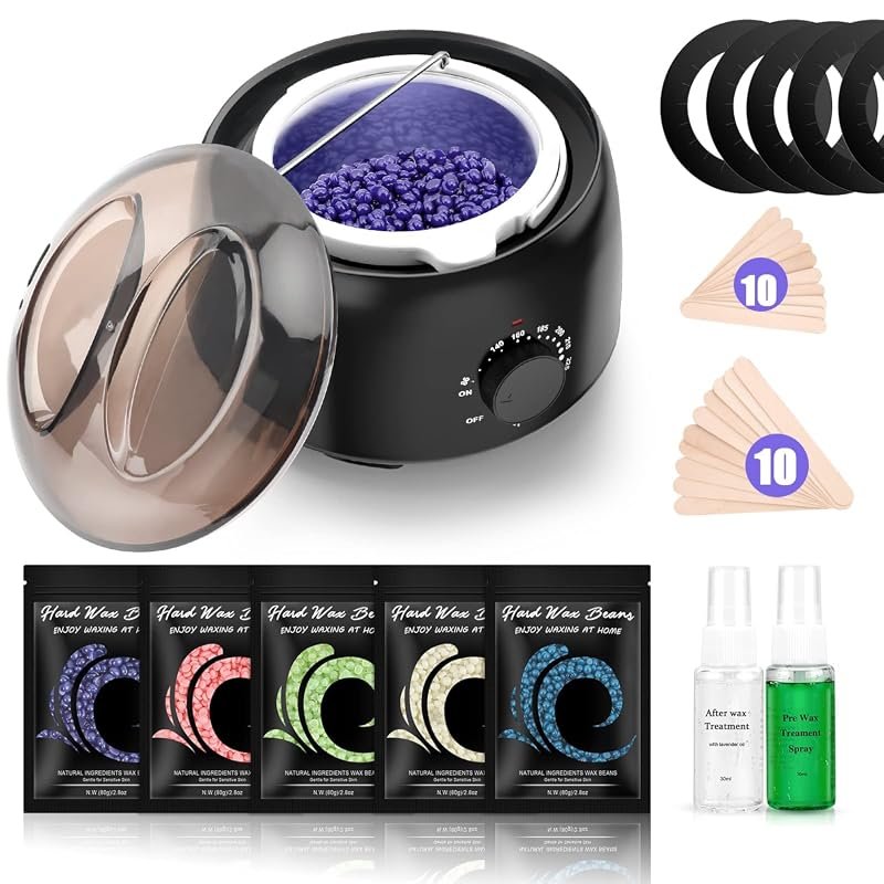 TIKESI Hard Wax Warmer Kit – 14 oz with 5 Bags for Face, Legs, Bikini 
