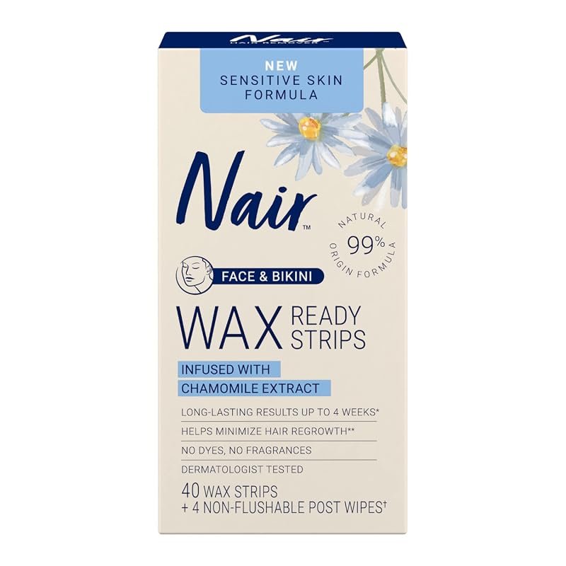 Nair Sensitive Hair Remover Wax Ready Strips – 40 Count for