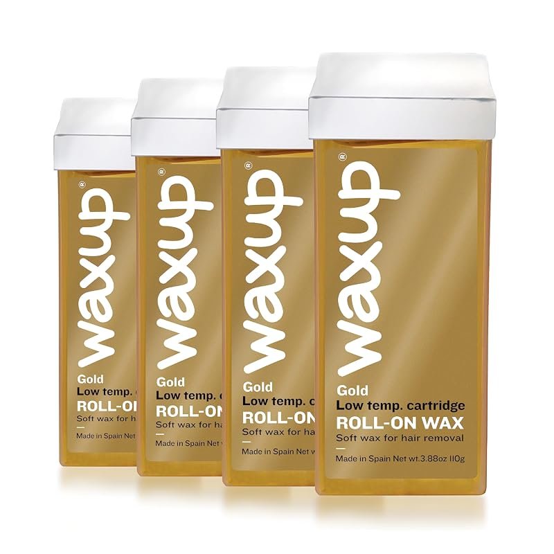 Waxup Gold Roll-On Hair Removal Cartridge – 4‑Pack 3.88 oz Roller Refi