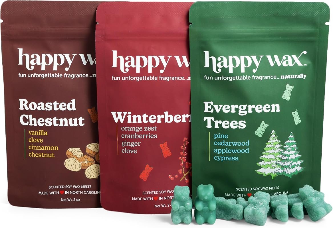 Happy Wax Winter Scented Soy Wax Melts – 6 oz Variety Pack, Cozy Winte