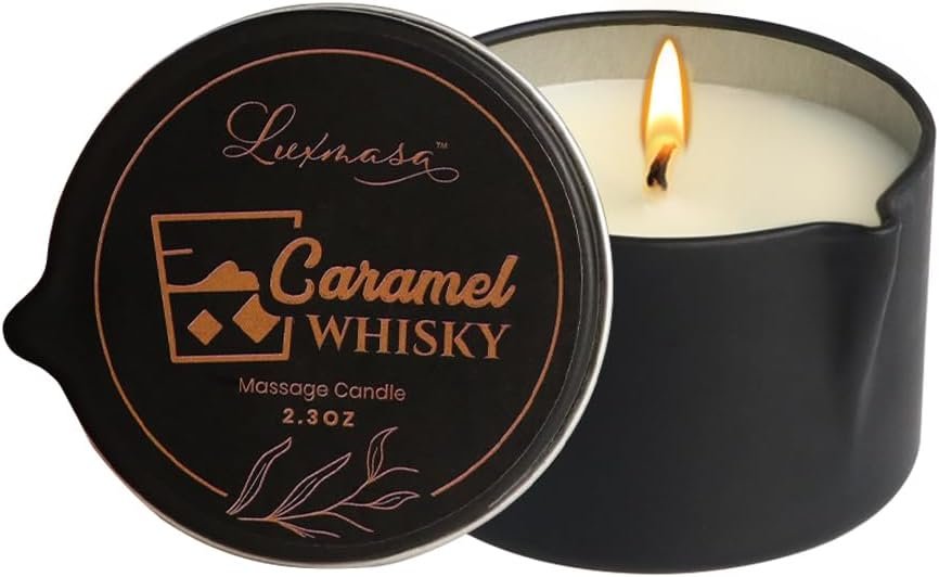 Caramel Whisky Soy Wax Massage Candle – 2.35 oz Warming Aromatherapy f
