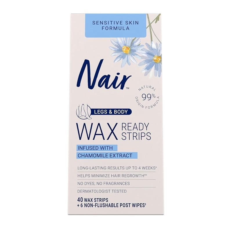 Nair Sensitive Wax Strips – 40 Count for leg and body hair removal, id