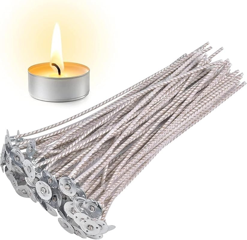 CD 100-Piece Soy Candle Wicks – 6-Inch Pre-Waxed Wicks with Stable Bas