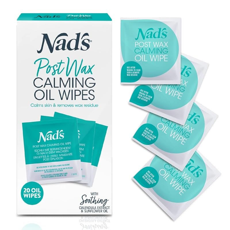 Nad's Post Wax Calming Oil Wipes – 20‑Count Refill Pack for Quick Afte