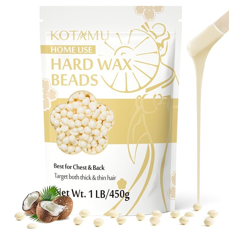 KOTAMU Hard Wax Beads – 1 lb Cream Wax for Sensitive Skin, Efficient Hair Removal with Smooth Melt