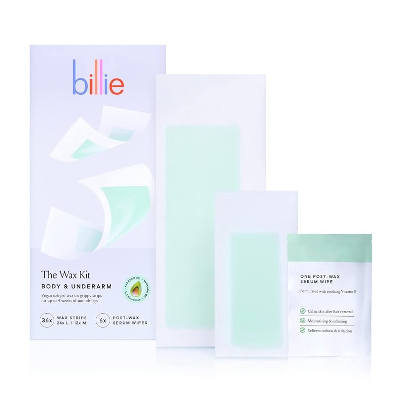 Billie Waxing Kit for Women – 36 Body & Underarm Strips with 6 Serum‑I