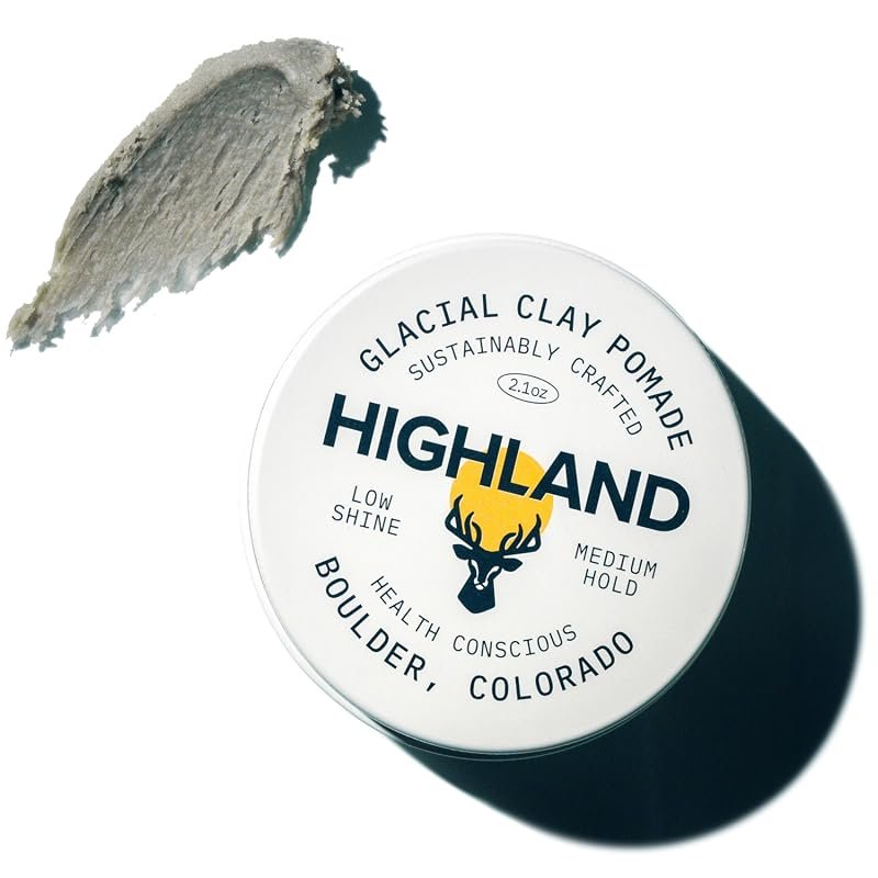 Highland Glacial Hair Clay Pomade – 100% Natural Organic, Low Shine, M
