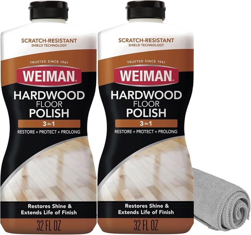 Weiman 32oz 3‑piece Wood Floor Polish and Restorer removes scratches,