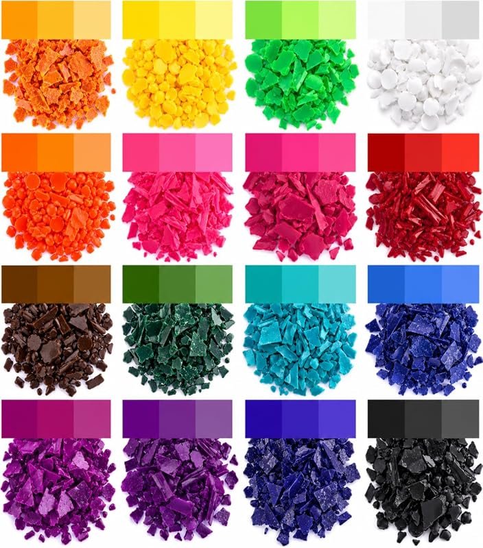 Candle Color Dye Chips – 16 Vibrant Shades Compatible with Soy, Paraff