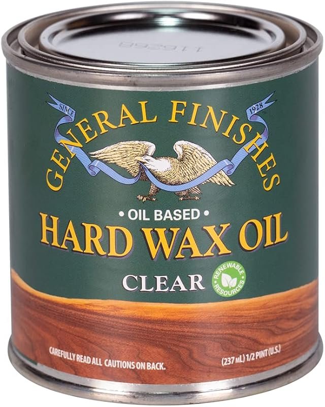 General Finishes hard wax oil, 1/2‑pint clear formula, provides a low‑