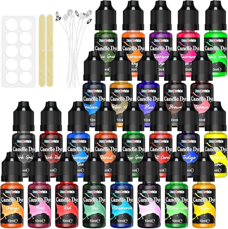 FansArriche Candle Dye – 26 Vibrant Liquid Colors, Oil‑Based Wax Dye f
