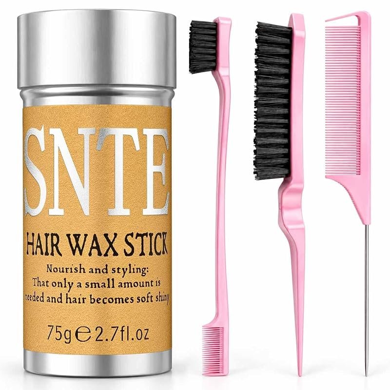Hair Wax Stick & Slick‑Back Brush – Frizz control for women and kids,
