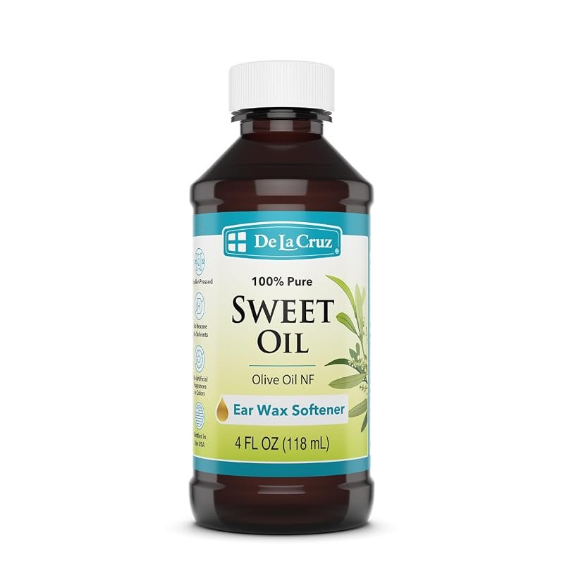 De La Cruz Sweet Oil Ear Oil – Natural Wax Softener Refill, 4 fl oz fo