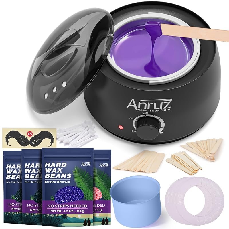 Anruz Waxing Kit for Women and Men, includes wax pot warmer for quick,