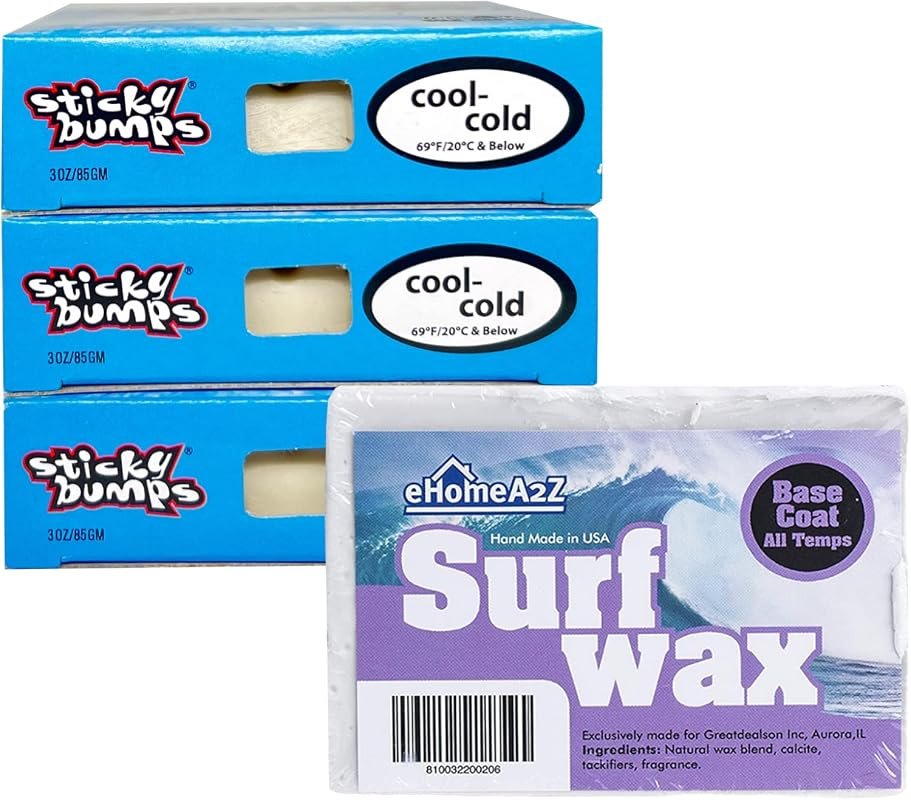 Sticky Bumps Basecoat Bundle – 4‑Pack Cool‑Cold Surf Wax with Premium