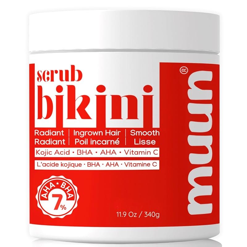 Muun Bikini Exfoliator Scrub with Kojic Acid, AHA & BHA – Reduces Ingrown Hair, Brightens Skin