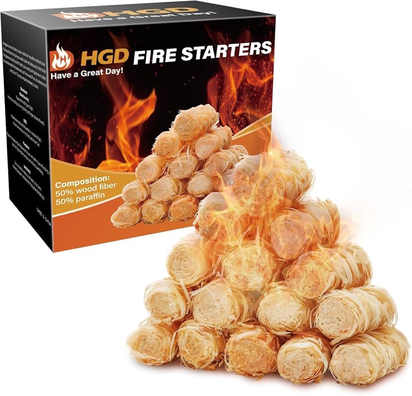 HGD Waterproof Odorless Natural Fire Starters – Charcoal Ignition for 