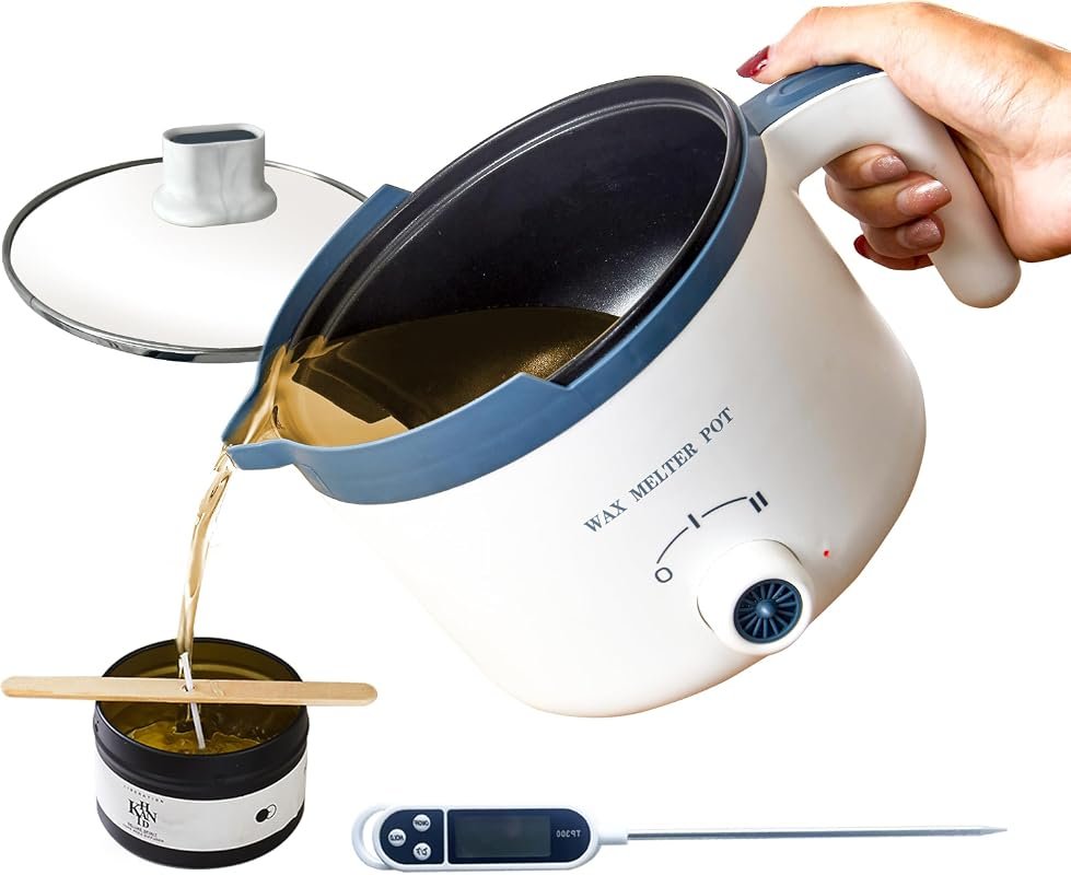 KQU 50‑oz electric wax melting pot with thermometer, precise temperatu