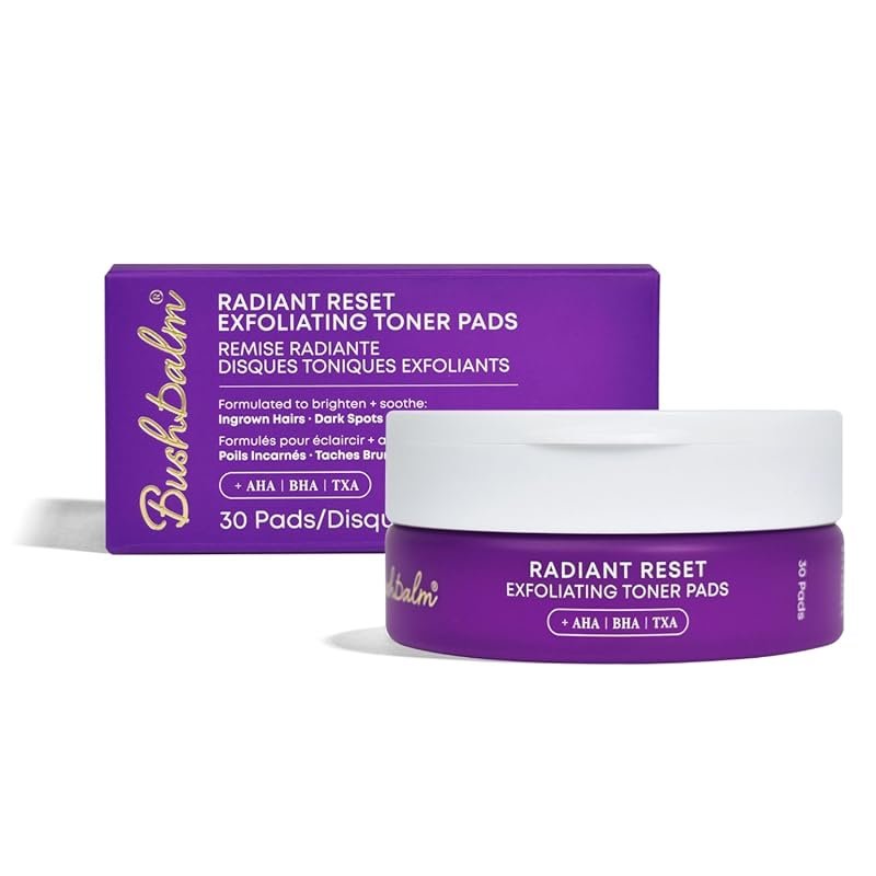 Bushbalm Radiant Reset Exfoliating Pads – 30 Large Pads to Smooth Skin