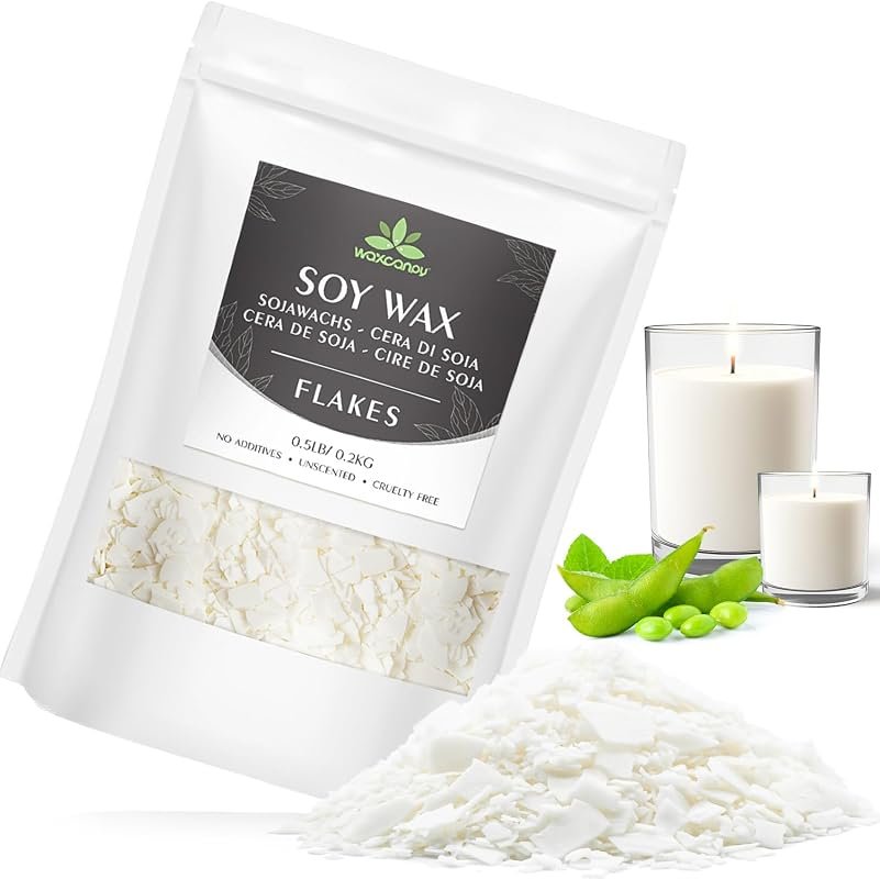 Waxcanpy 0.5 lb Natural Soy Wax Flakes – Organic Farm‑Grown, Additive‑