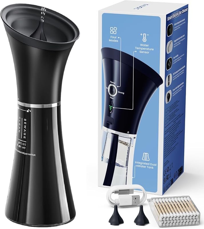 KAUGIC Ear Wax Removal Self‑Collecting Electric Flush Kit – Black, Pai