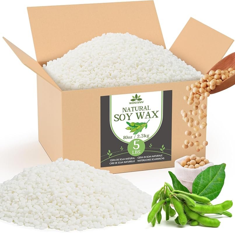 Waxcanpy 5‑lb Natural Organic Soy Wax – Farm‑Grown, Additive‑Free Cand