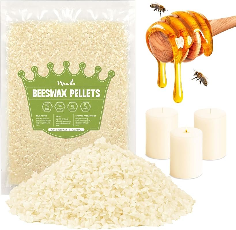 VIPwax 1 lb White Beeswax Pellets – Natural Organic Wax for Candle Mak