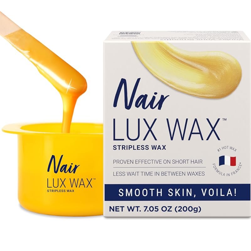 Nair Lux Hot Wax Kit – 7.5 oz Formula Effective on Short Hair for Legs