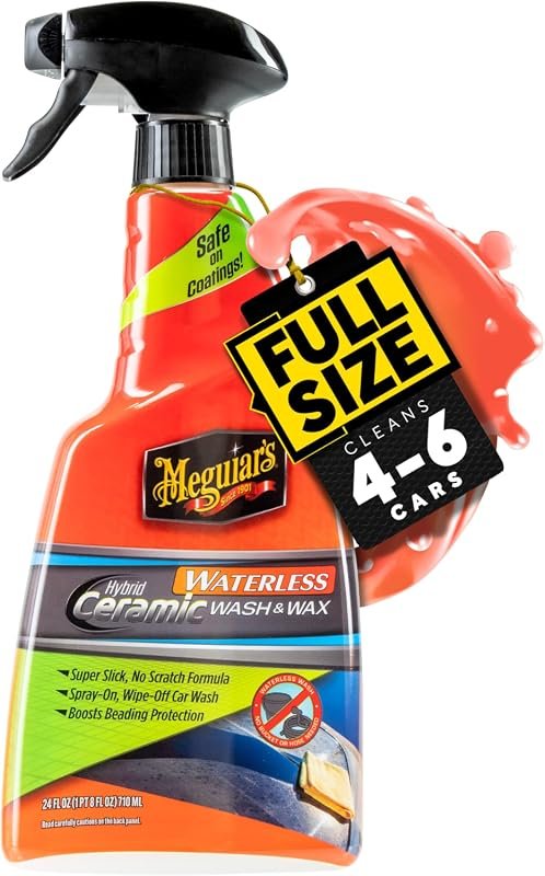 Meguiar's Hybrid Ceramic Waterless Wash & Wax – 24‑oz Bottle, Nano‑Cer