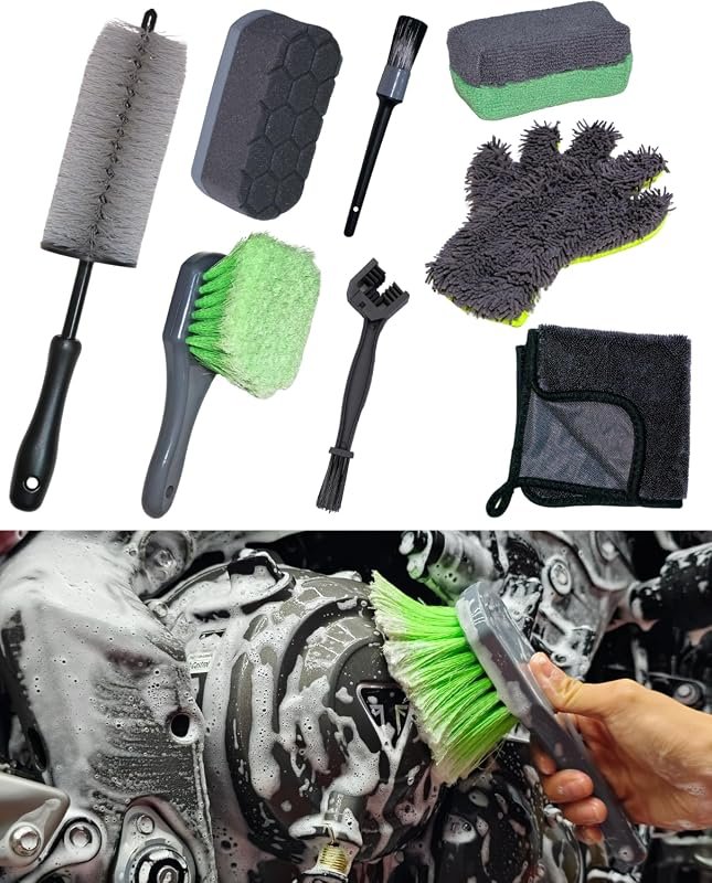 oesee 8‑Pack Motorcycle Cleaning Kit – formulas for chrome, engine, ti