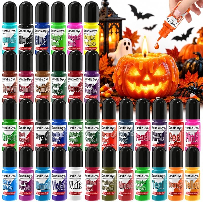 Candle Dye – 36 Ultra‑Concentrated Liquid Colors, Oil‑Based Formula Sa