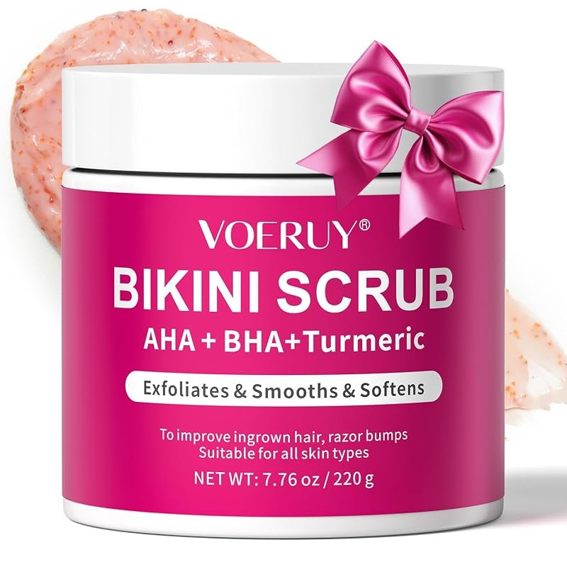 Bikini 10% AHA+BHA Turmeric Body Scrub – Walnut Shell Powder, Smooths,