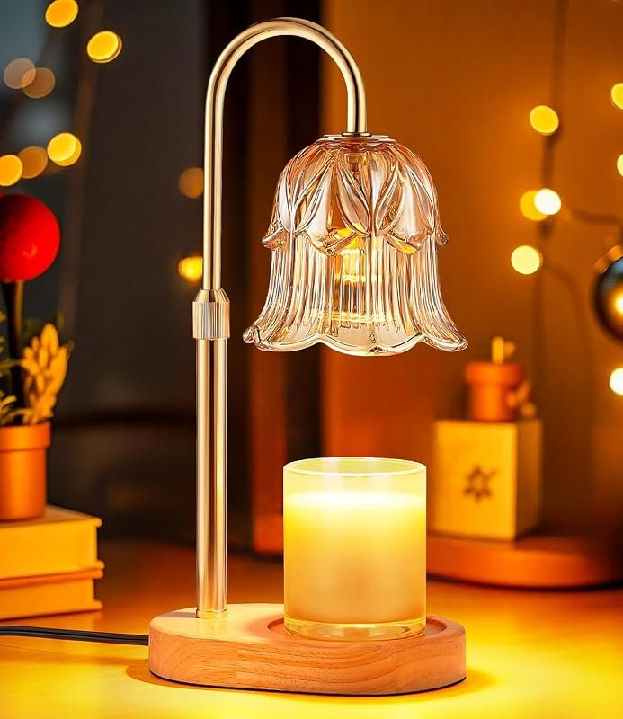 Candle Warmer Lamp with Adjustable Timer – Electric Flower‑Glass Desig