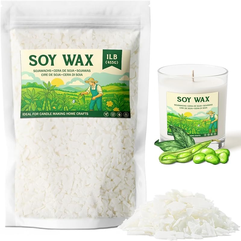 NORVENCE 1‑lb Natural Soy Wax Flakes – Premium Candle Wax for DIY Cand