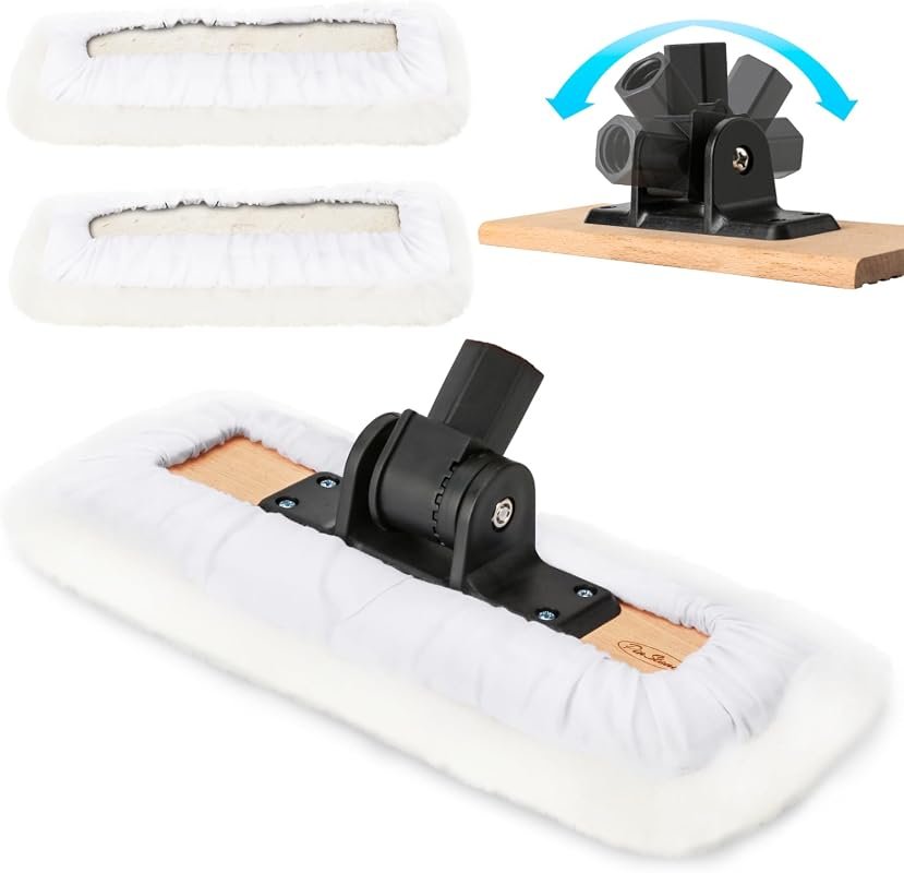 4‑pack 10‑inch lambswool applicator kit features 180° adjustable deck