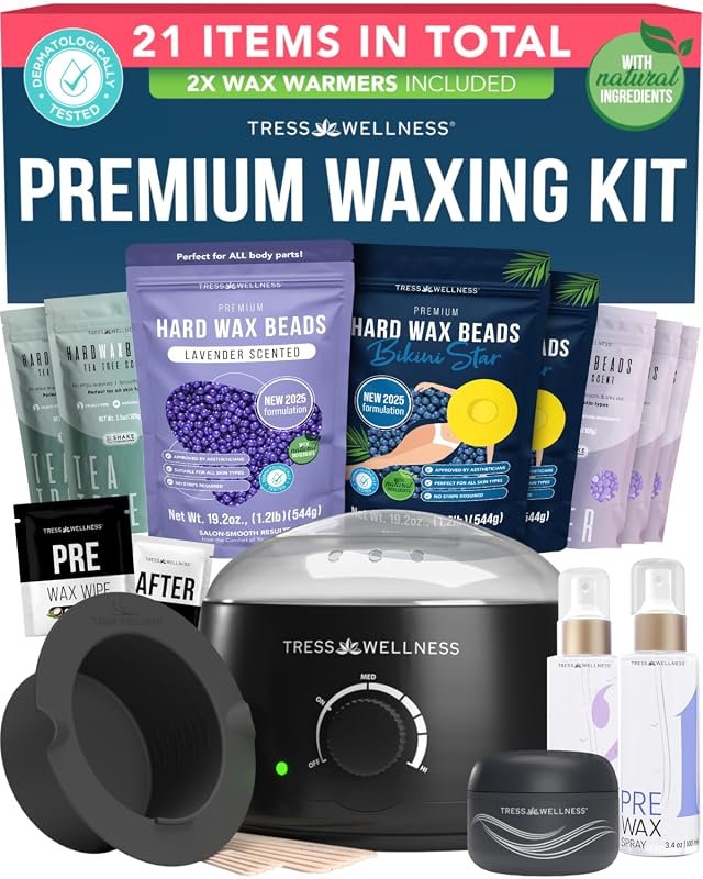Tress Wellness Sensitive Skin Waxing Kit – Black & White, Includes Pre