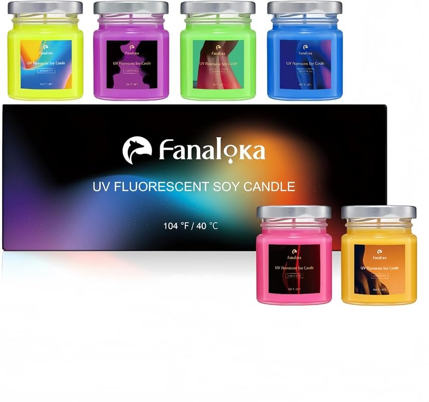 Mini 60g 6‑Pack UV‑Fluorescent Soy Wax Low Temperature Candles – Glow‑