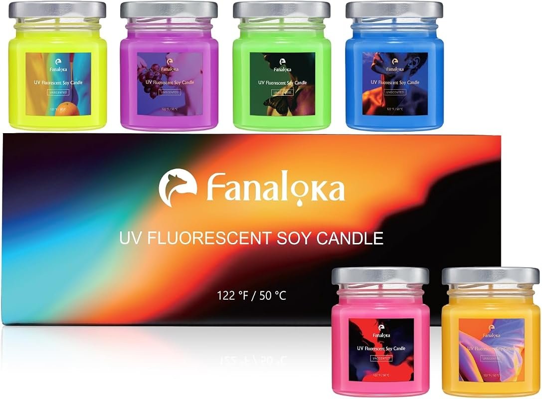 Mini 60g 6‑Pack UV‑Fluorescent Soy Wax Low Temperature Candles – Safe,