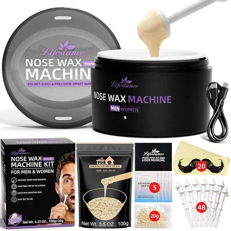 Lifestance Nose Wax Kit – 120 g Wax in USB‑C Powered Pot, Rapid Heatin
