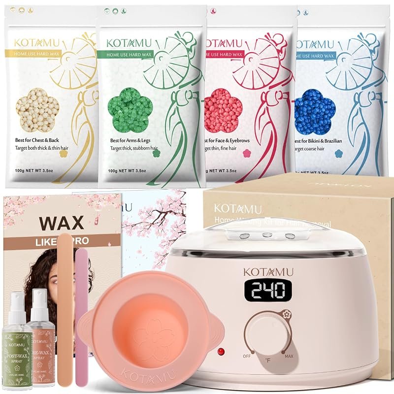 KOTAMU Waxing Kit – Digital Wax Warmer with Accessories for Fast Professional Hair Removal for Women & Men