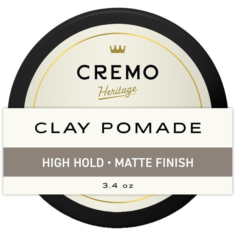 Cremo Hair Clay Pomade for Men – High Hold, Matte Finish, 3.4 oz, Non‑